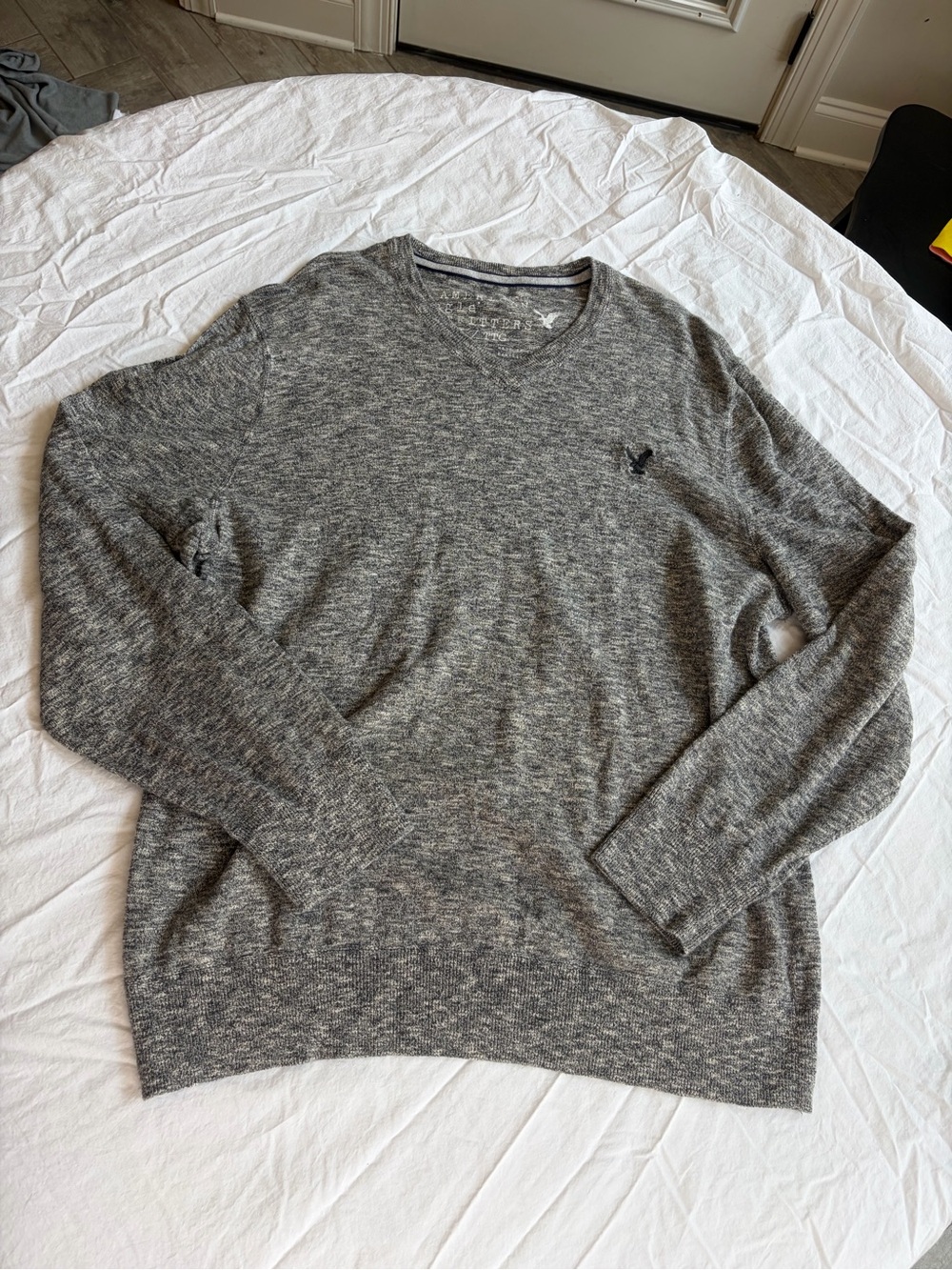 American Eagle Outfitters Gray Marled V-Neck Sweater
